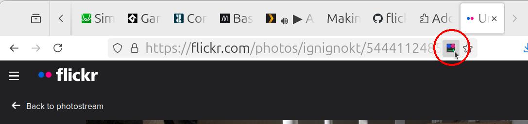 URL bar with the extension icon on the right side of it